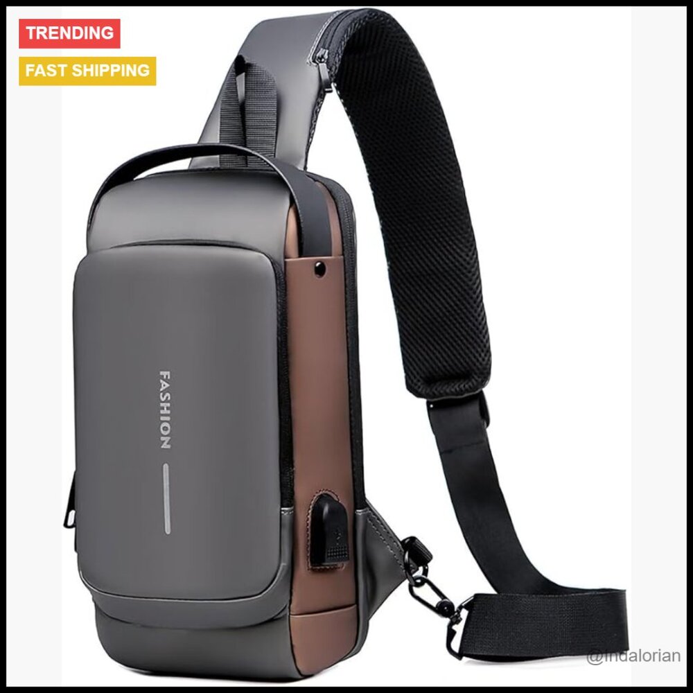 Anti-Theft Crossbody Sling Backpack With Usb Charging Port Waterproof Daypack